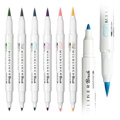 Zebra Mildliner Refresh Ink Double Ended Brush Pen and Marker, 5 pack