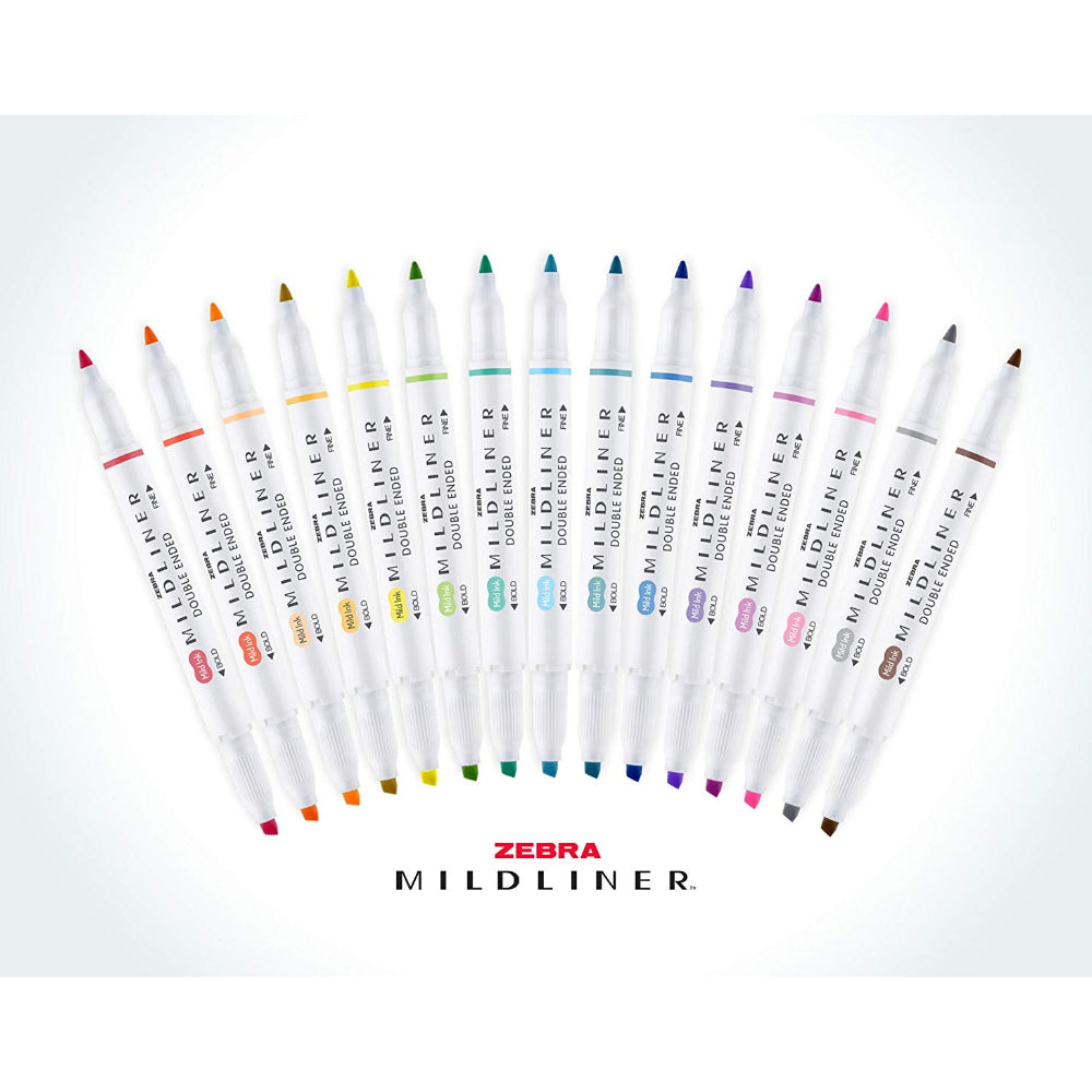 Zebra Mildliner Double Ended Highlighter - Assorted Colors, 15 pack