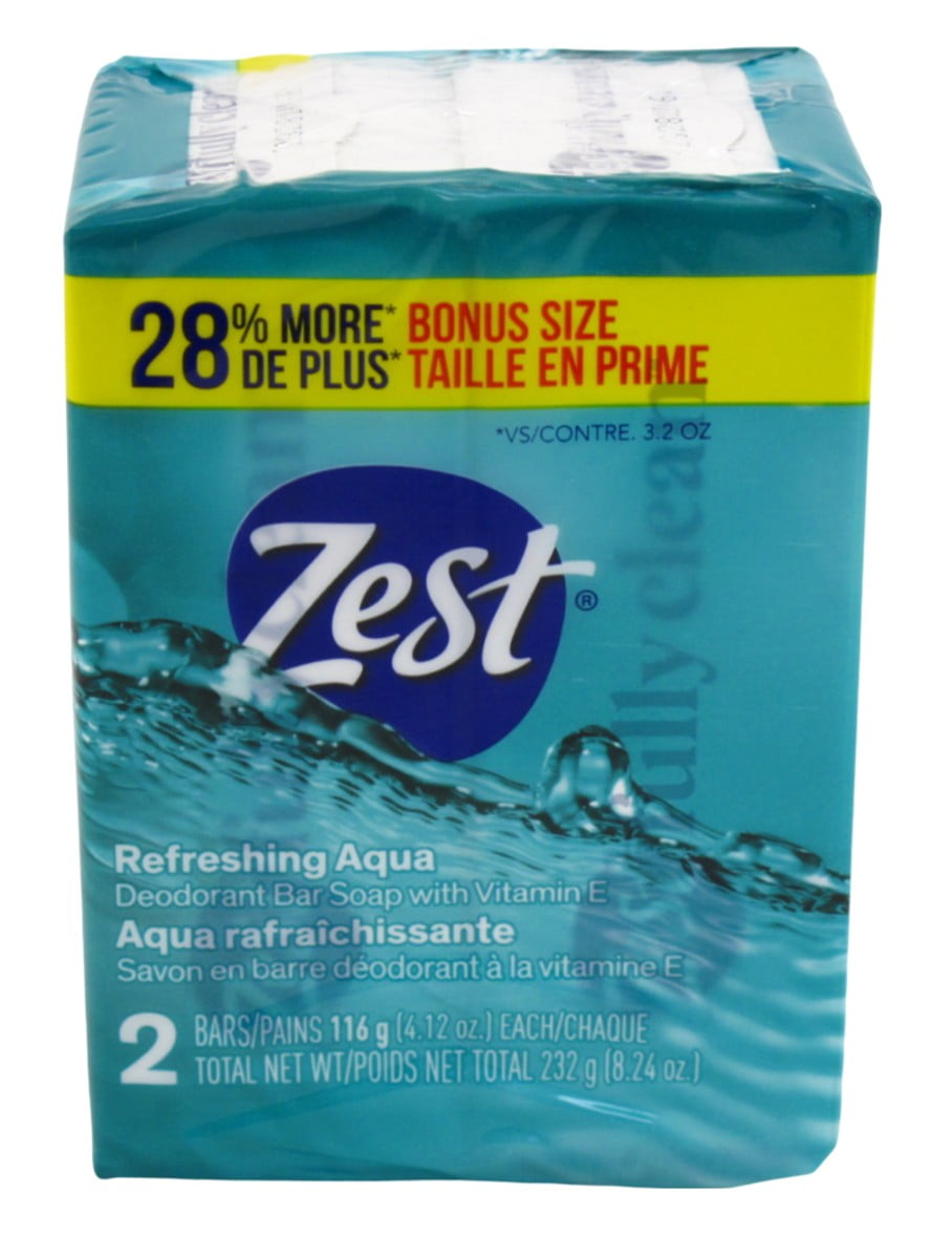Zest Bath Bars 4.12oz 2 Count Refreshing Aqua Bonus Size