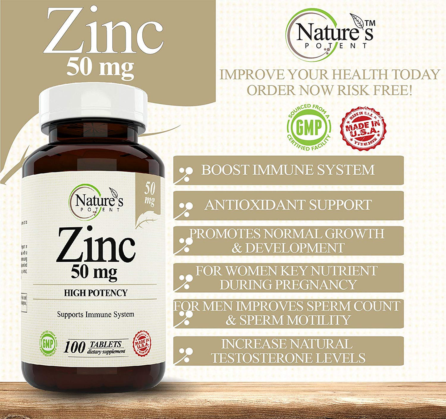 NT ZINC W/VITA C GC 50MG 120 SFG