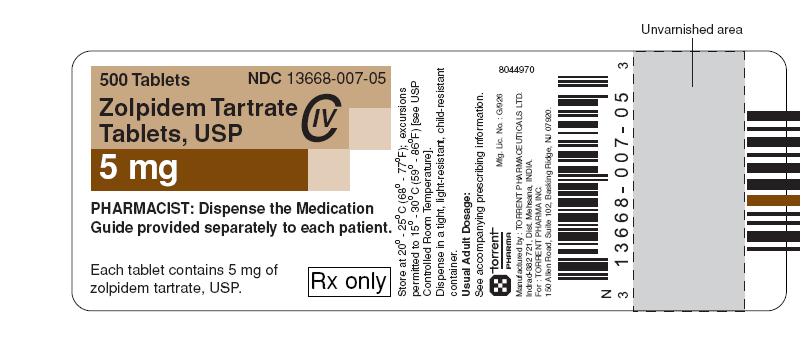 ZOLPIDEM TART TB 5MG 500       C4