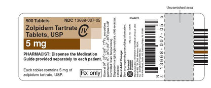 ZOLPIDEM TART TB 5MG 500       C4
