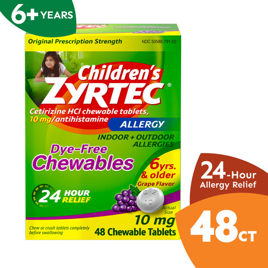 ZYRTEC OTC CHLD ALRGY TAB GRAPE CHW 12CT