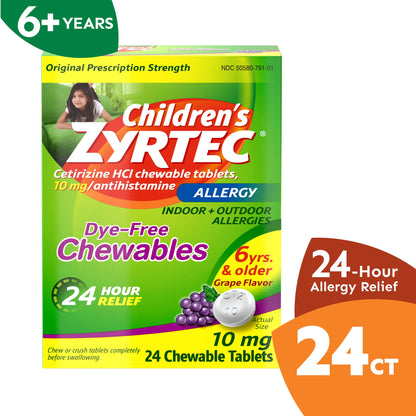 ZYRTEC ALLERGY D/F 10 MG CHEW TAB 24CT