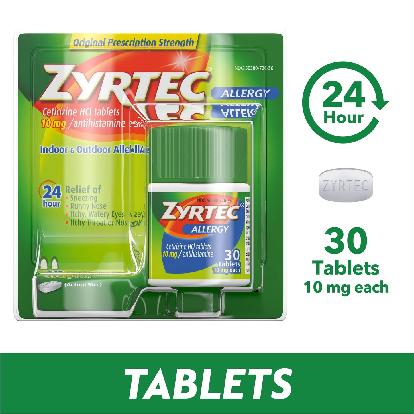 ZYRTEC ALLERGY 10 MG LCP 25CT