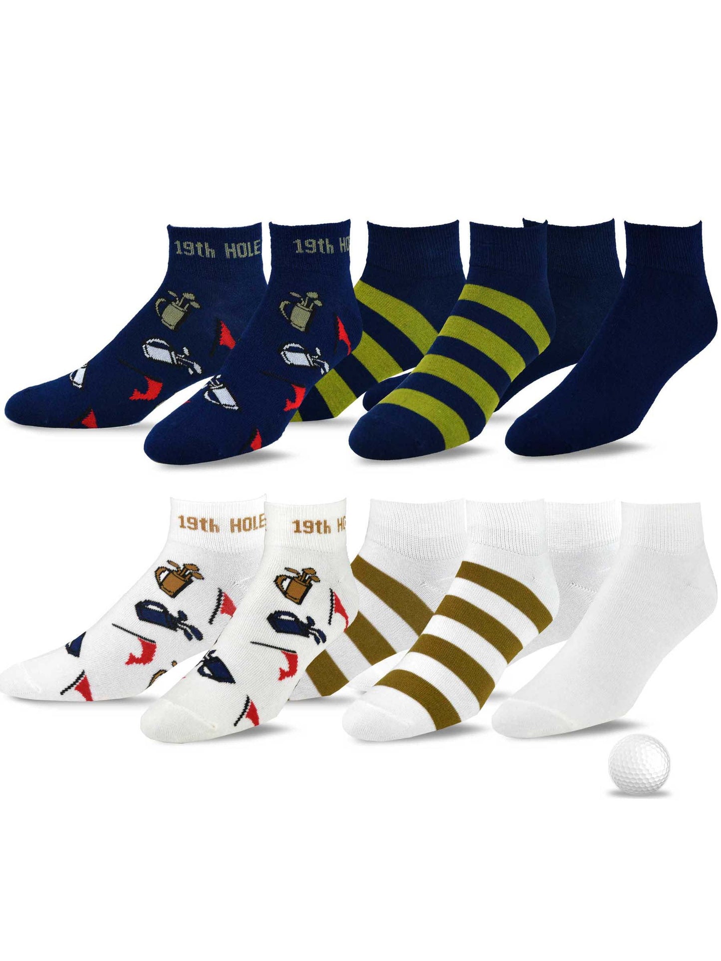 Russell Fashion Foot Men's Low Cut Golf Sock, 2 pairs