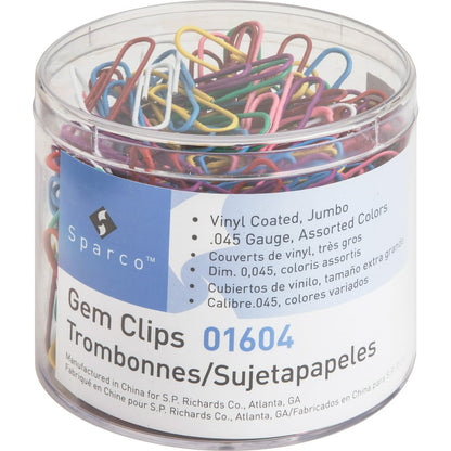 CLi Vinyl Coated Jumbo Paper Clips With Reusable Box - Assorted Brights, 50 count