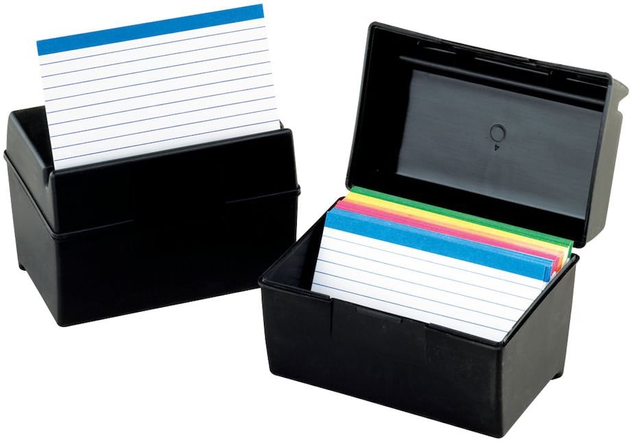 Oxford Plastic Index Boxes, 4" x 6", 400 Card Capacity, Black - 1.0 ea