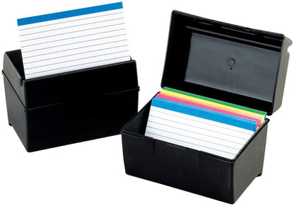 Oxford Plastic Index Boxes, 4" x 6", 400 Card Capacity, Black - 1.0 ea