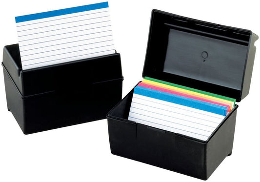 Oxford Plastic Index Boxes, 4" x 6", 400 Card Capacity, Black - 1.0 ea