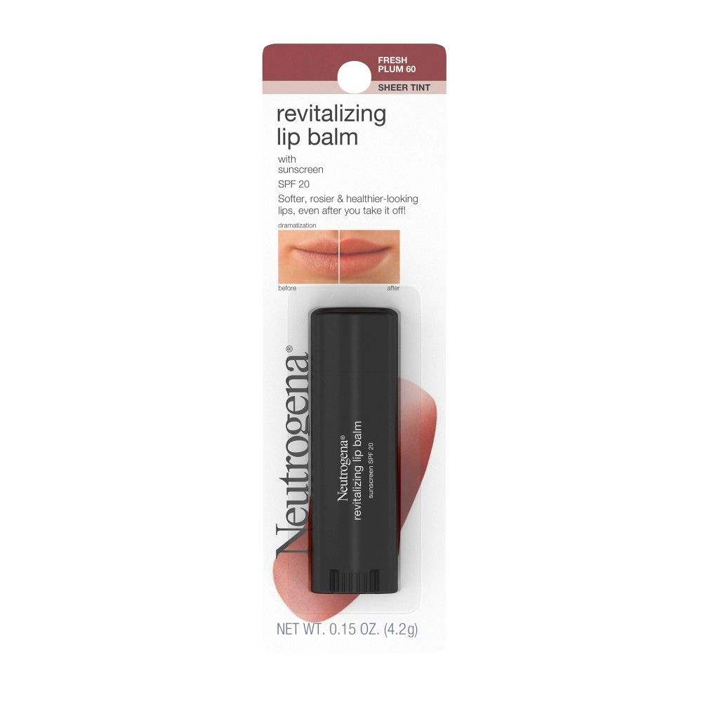 Neutrogena Revitalizing Tinted Lip Balm, SPF 20, Fresh Plum 60, .15 oz