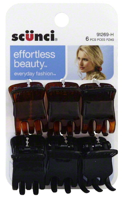 Scünci Effortless Beauty Everyday Fashion Mini Jaw Clips, 6 CT