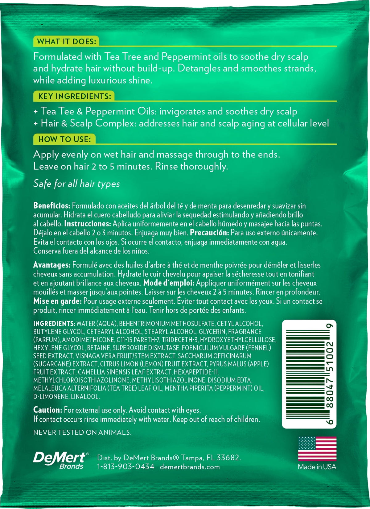 Hi-Pro Pks Tea Tree & Mint Oil Hair Masque 1.75oz (8in)