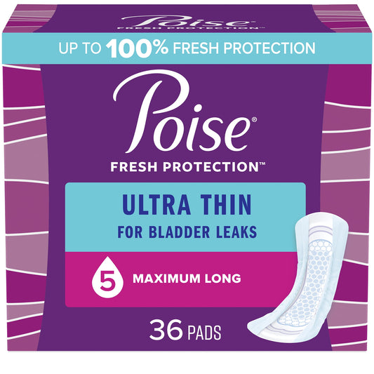 POISE ULTRA THIN MAXIMUM LONG PAD 2X36CT