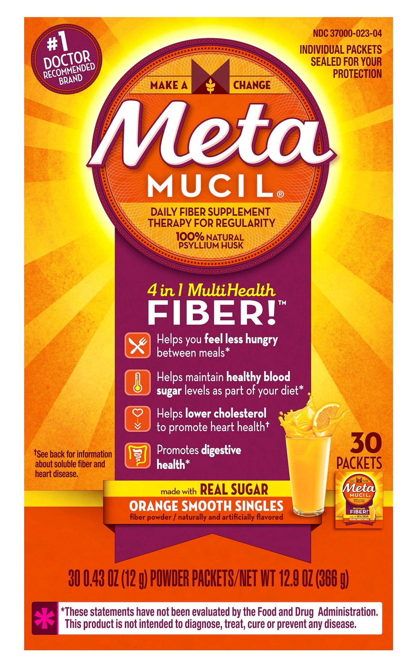 METAMUCIL 4IN1 FIBER S/F LMND PWD 14.7OZ