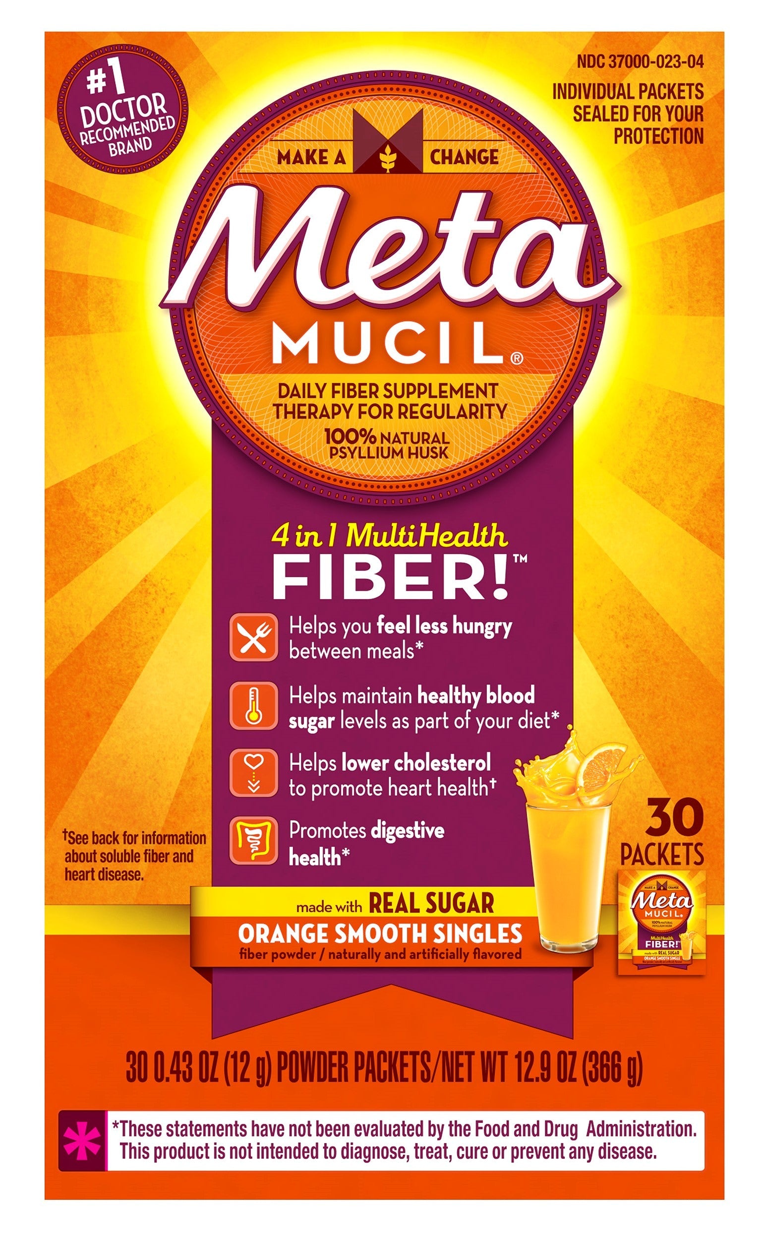 METAMUCIL 4IN1 FIBER S/F LMND PWD 14.7OZ