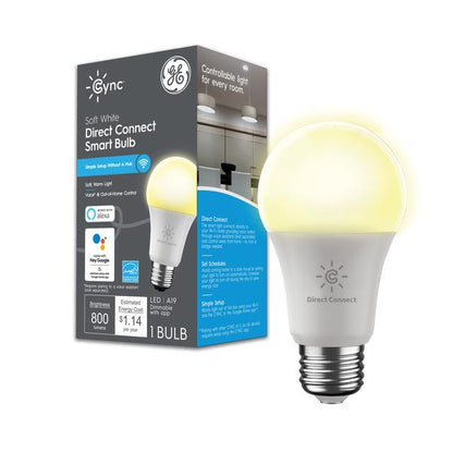 GE Lighting Cync A19 Smart LED Light Bulb, Color Changing Smart WiFi Light, Works with Alexa and Google Home
