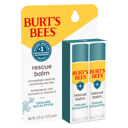 Burt's Bees Rescue Lip Balm - Cooling Eucalyptus, 2 count