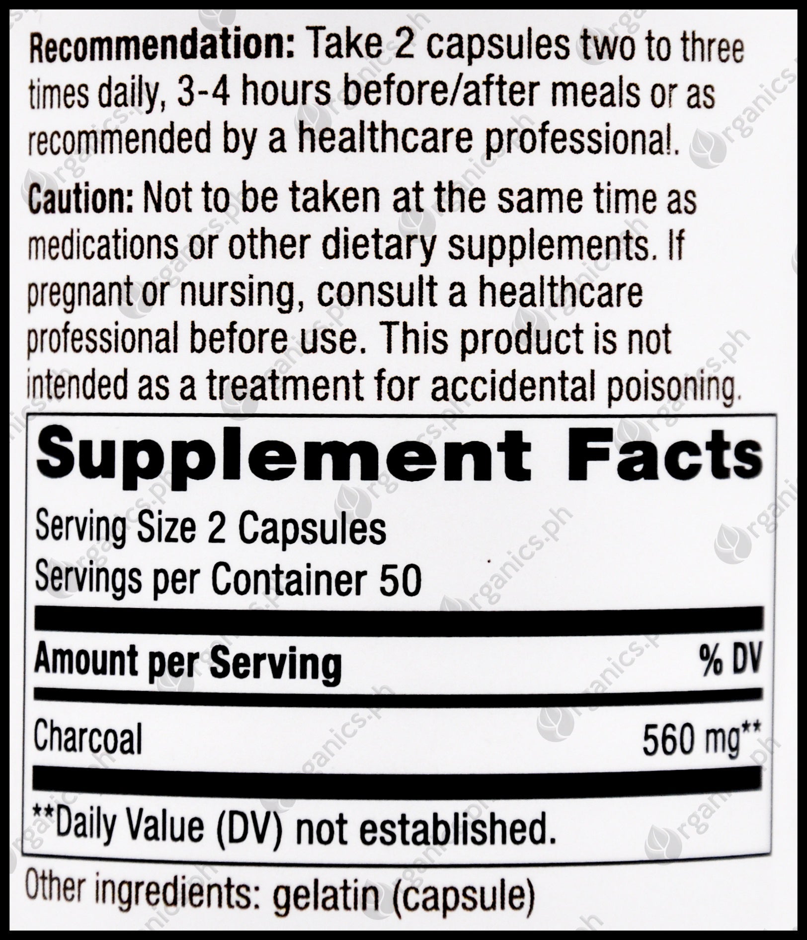 CHARCOAL ACTIVATED CAP 100CT NAT WAY