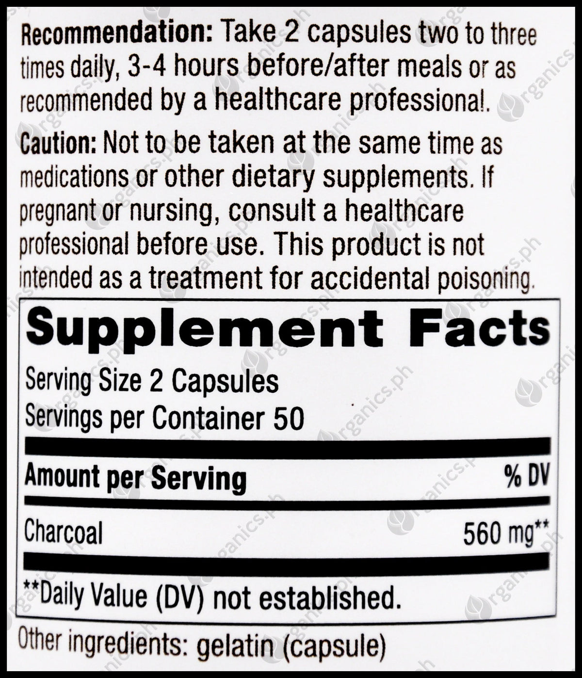 CHARCOAL ACTIVATED CAP 100CT NAT WAY