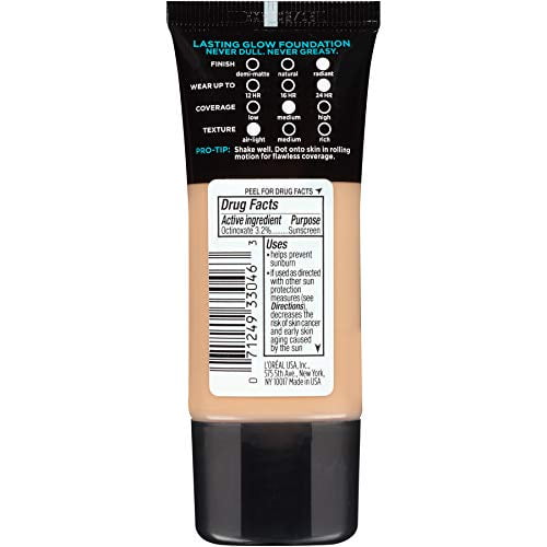 L'ORÉAL PARIS Infallible Pro-Glow Foundation, 205 Natural Beige, 1 fl. oz.