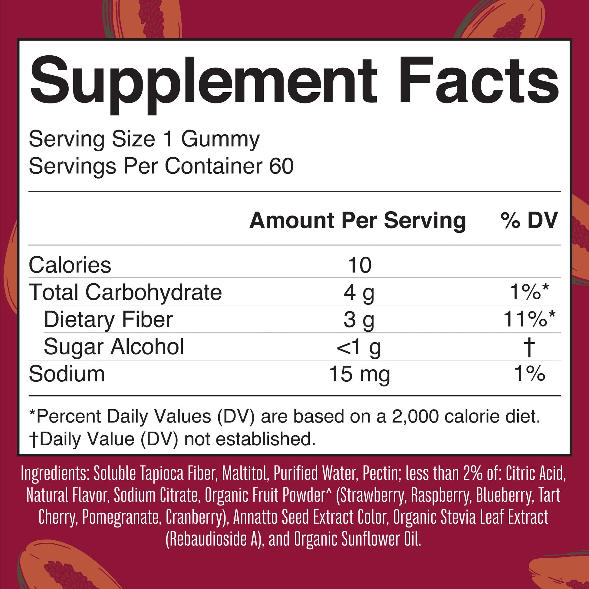 MARY RUTH'S GUMMIES,SF,PAPAYA,FIBER