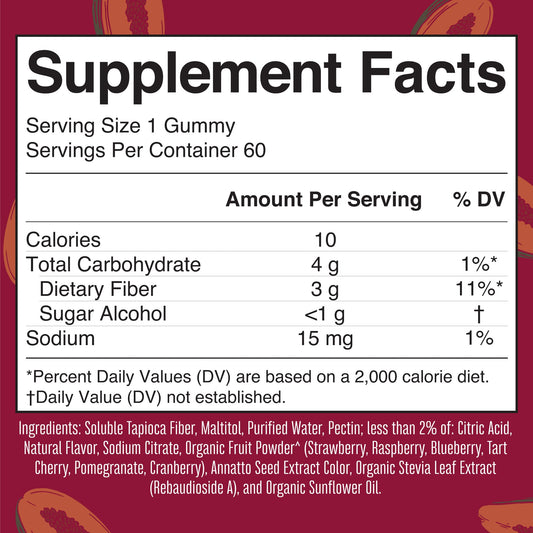 MARY RUTH'S GUMMIES,SF,PAPAYA,FIBER