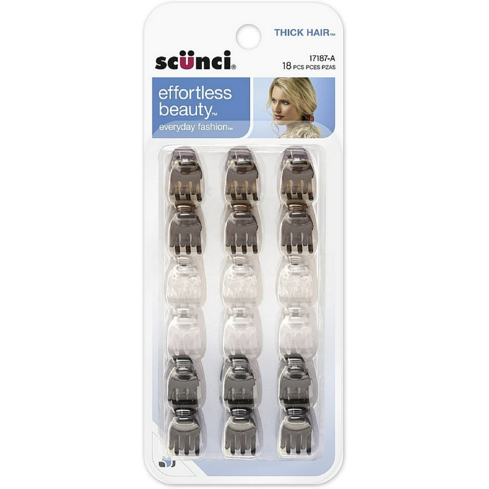 Scünci Effortless Beauty Thick 1cm Hair Mini Jaw Clips, 18 CT