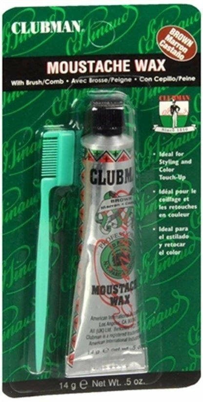 CLUBMAN MOUSTACHE WAX BROWN .5Z