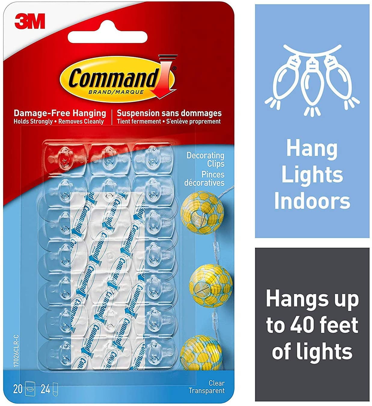 Command Decorating Clips - Clear, 20 count