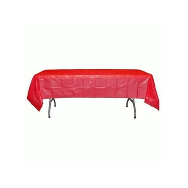 Unique Solid Rectangular Plastic Table Cover, 54" x 108" - Ruby Red