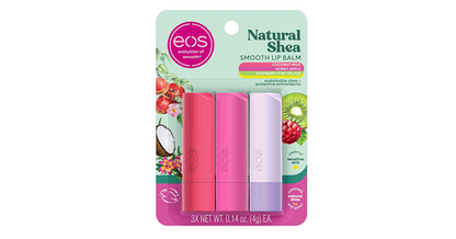 eos Natural Shea Lip Balm - Honey Apple, Coconut Milk & Raspberry Kiwi Splash, 3 count
