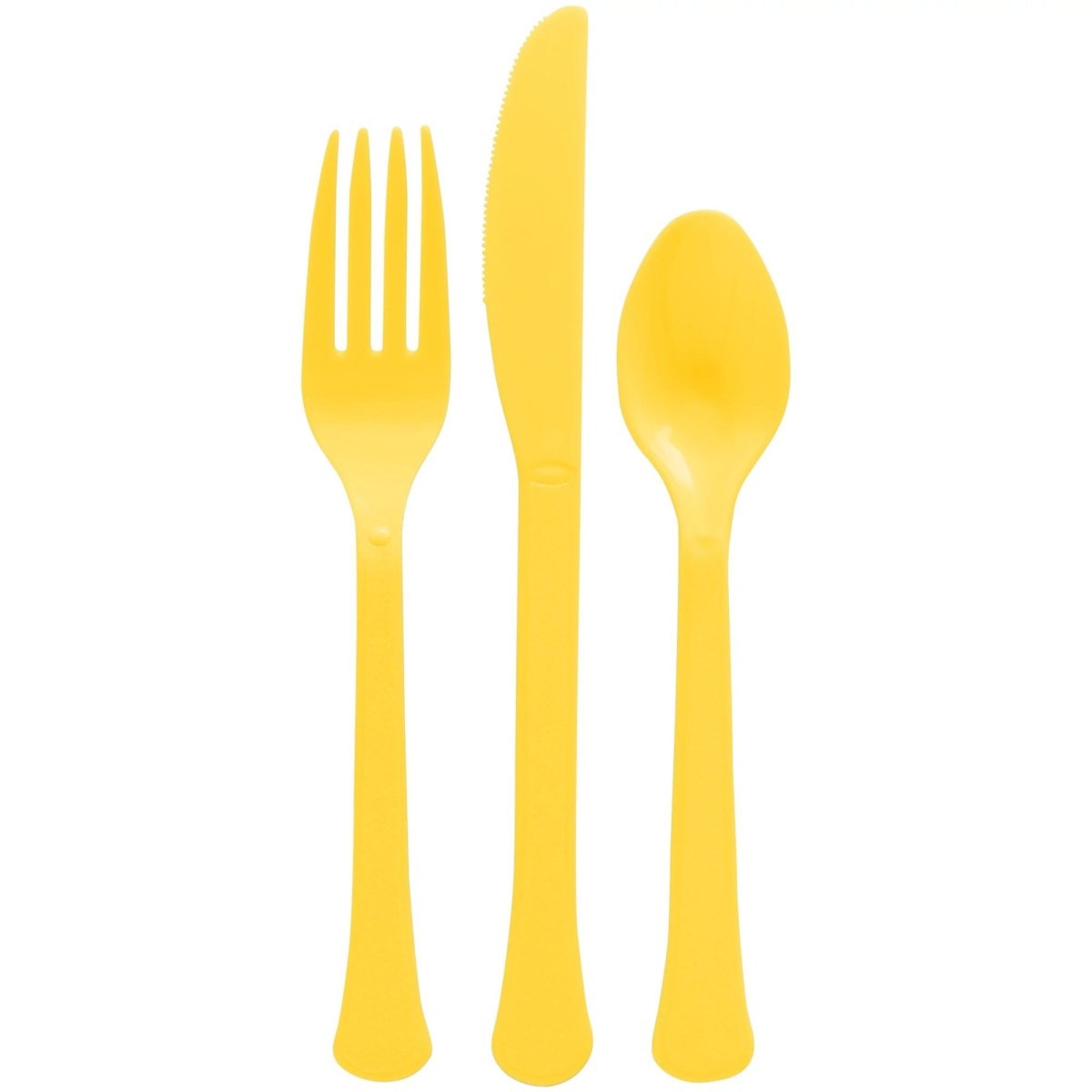 SENSATIONS Assorted Plastic Cutlery - Yellow, 24 count