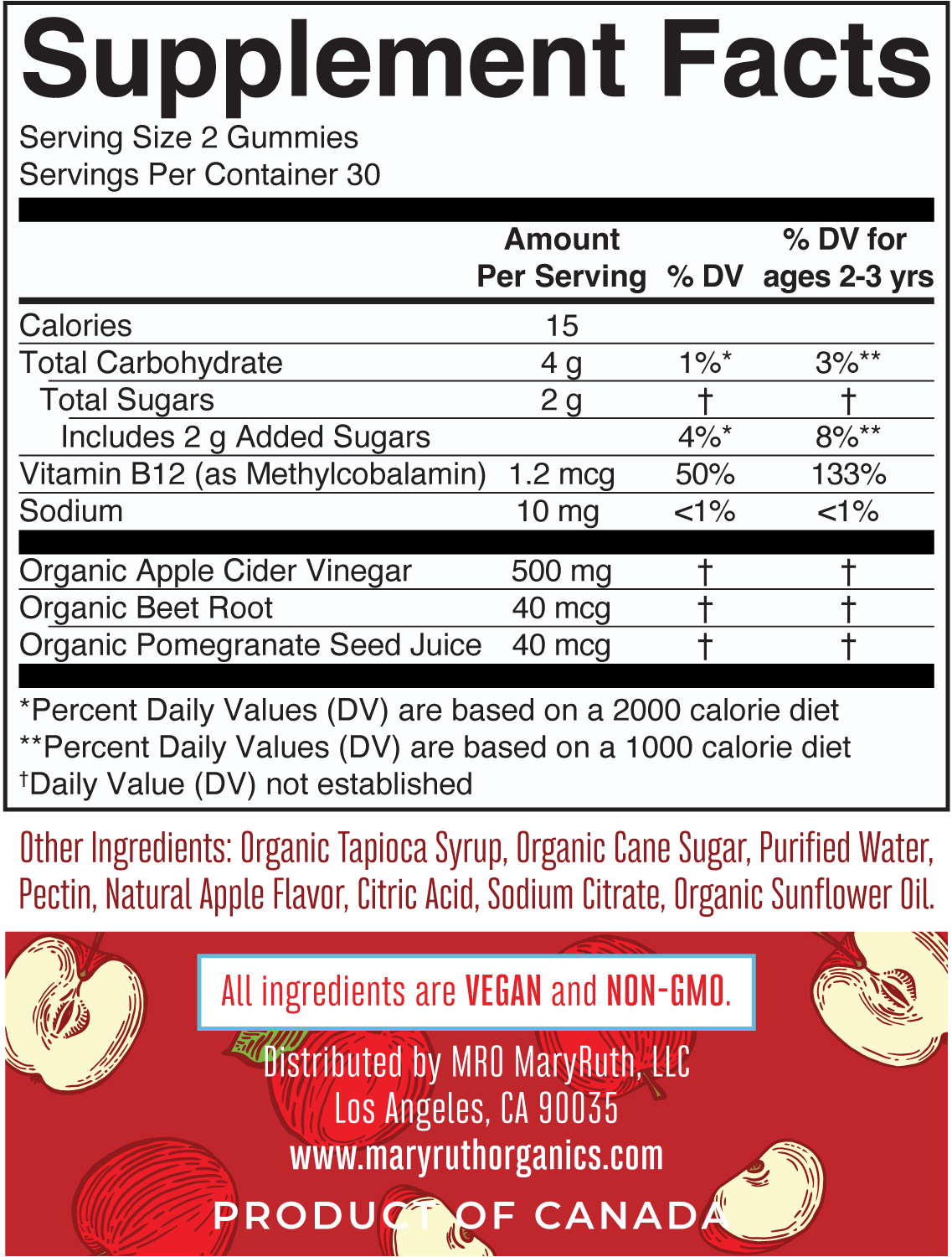 MARY RUTH'S GUMMIE,APL CIDER VINEGAR