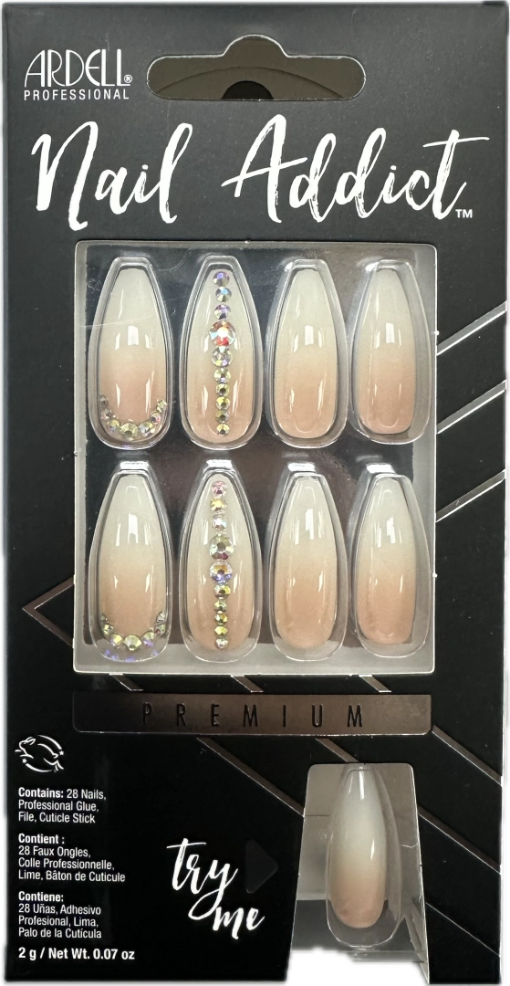 Ardell Nail Addict Premium Artificial Nail Set - Nude Light Crystals