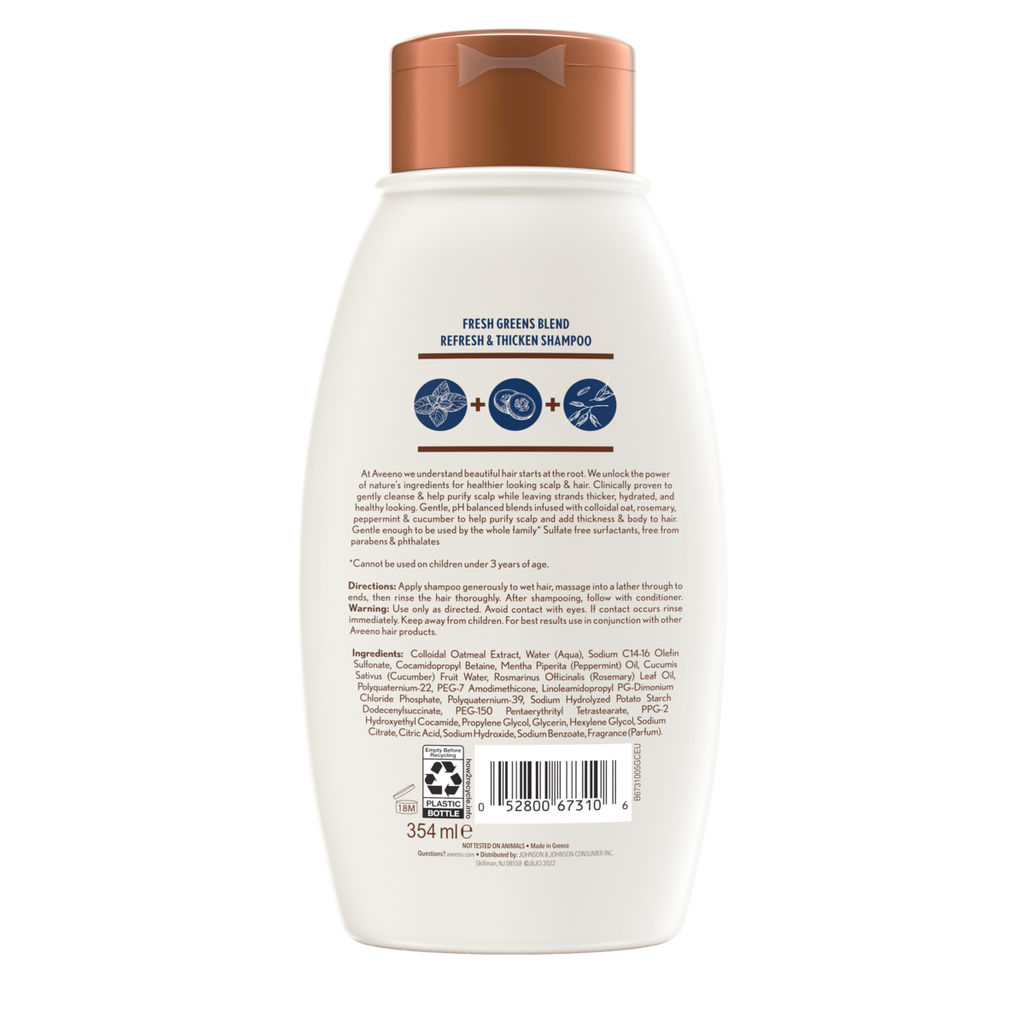 Aveeno Shampoo Fresh Greens Blend Refesh & Thicken 12oz