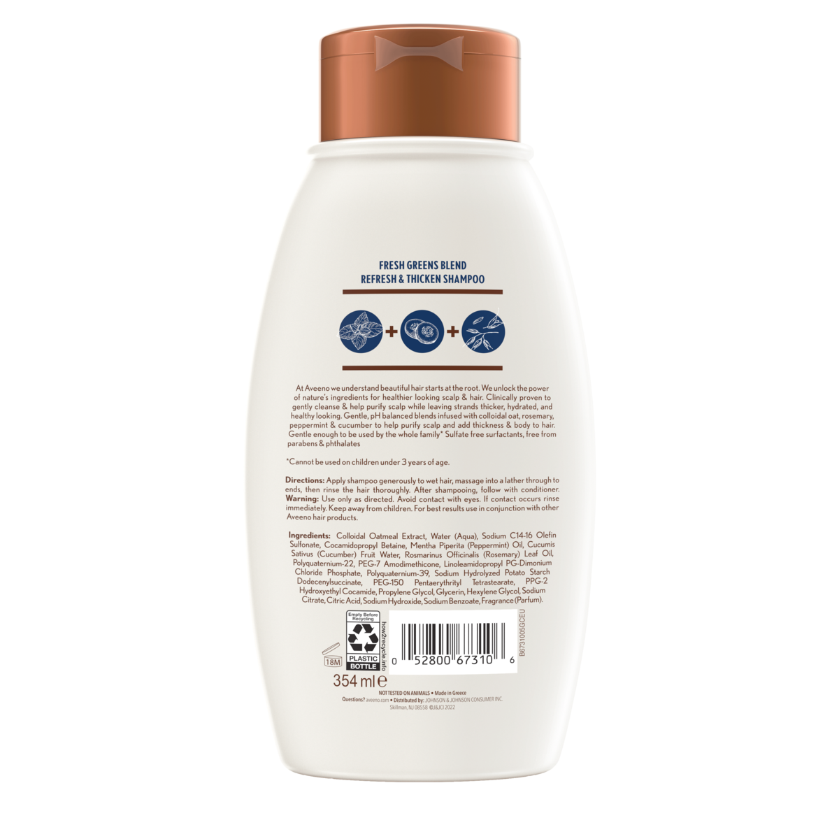 Aveeno Shampoo Fresh Greens Blend Refesh & Thicken 12oz
