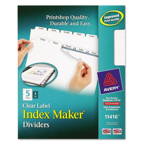 Avery Big Tab Insertable Dividers - Clear, 5 count