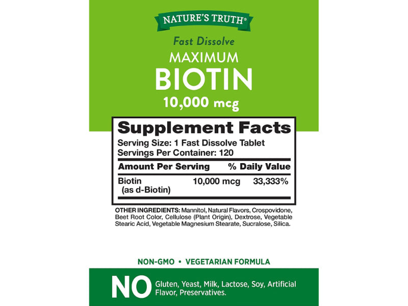 BIOTIN 10000MCG FASTDS TAB 120CT NAT TRU