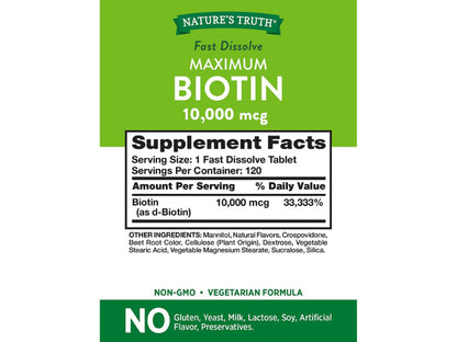 BIOTIN 10000MCG FASTDS TAB 120CT NAT TRU