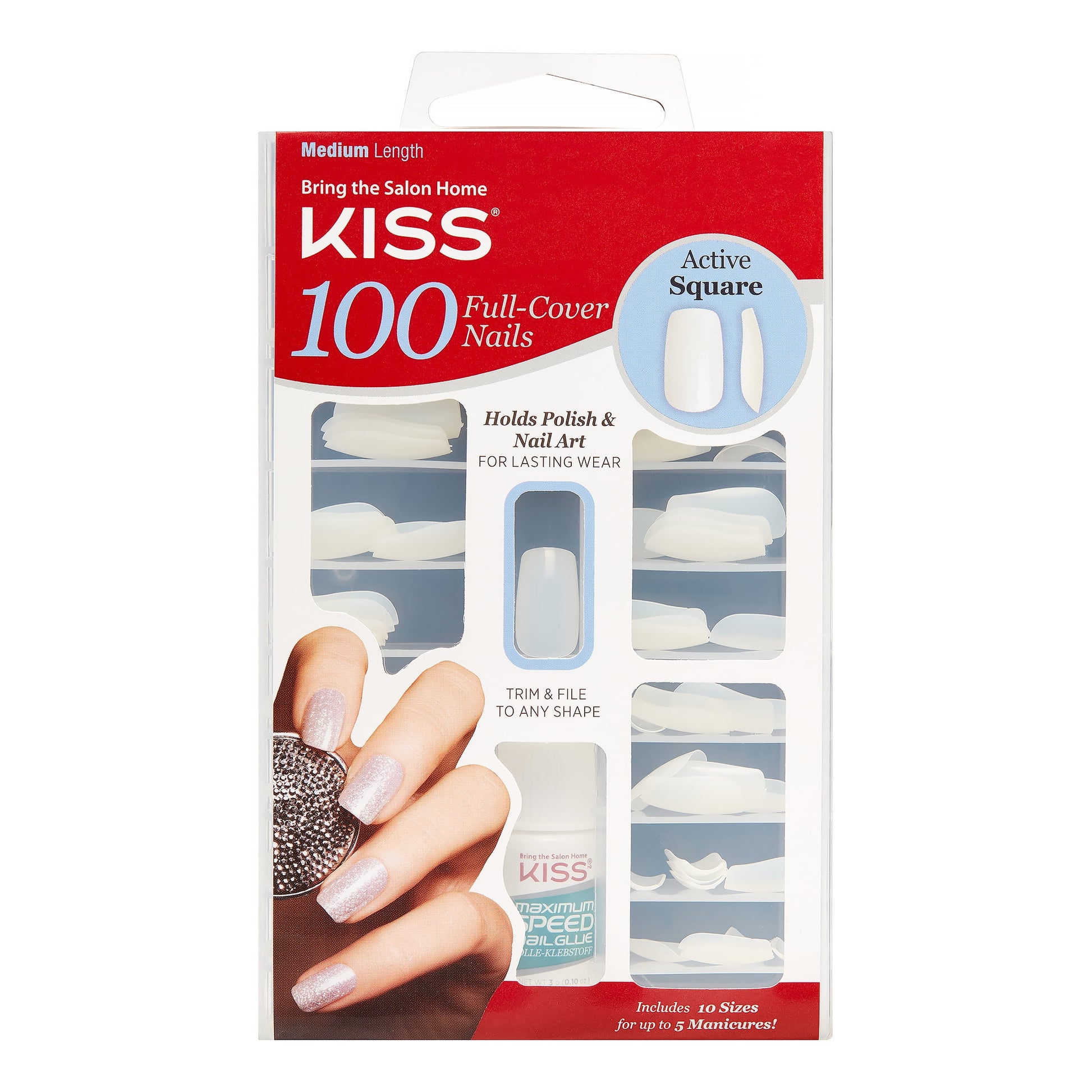 KISS 100 Full-Cover Nails - Active Square