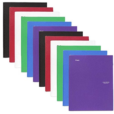 Five Star Stay-Put Plastic and Prong Folder, Assorted Colors