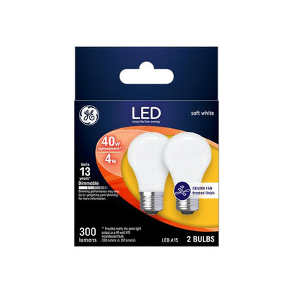 GE Lighting Classic LED 40 Watt Replacement, Soft White, A15 Ceiling Fan Bulbs, 2 Pack