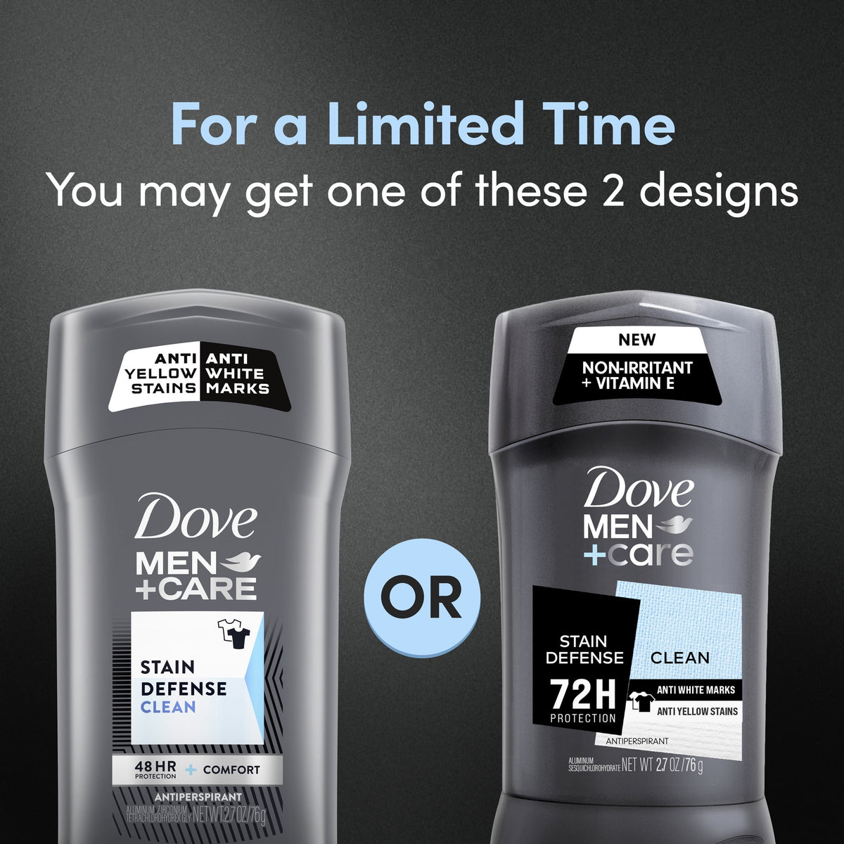 Dove Deodorant 2.7oz Mens Stain Defense Clean