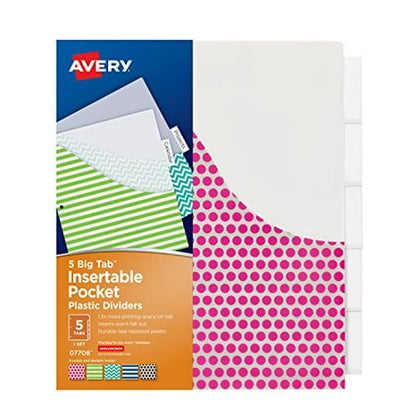 Avery Big Tab Insertable Dividers - Assorted, 5 count