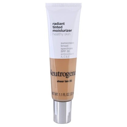 Neutrogena Radiant Tinted Face Moisturizer, Sheer Tan 30, 1.1 fl. oz