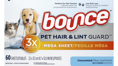BOUNCE PET HAIR&LINT GUARD SHT 160CT DS