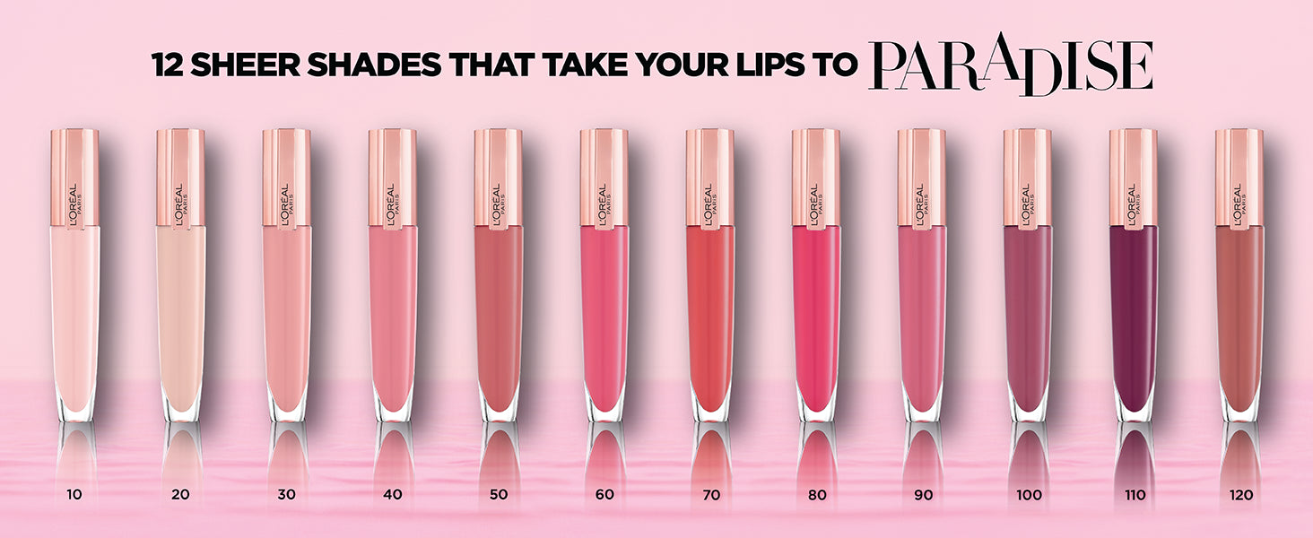 L'ORÉAL PARIS Glow Paradise Hydrating Tinted Lip Balm-in-Gloss with Pomegranate Extract, 050 Feathery Fleur, 0.23 fl oz