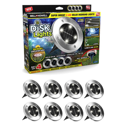 Bell + Howell LED Solar Powered Disk Lights, 4 count