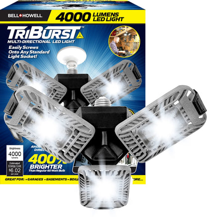 Bell + Howell TriBurst Multi-Directional LED 3 Panel Ceiling Light, 4000 Lumens